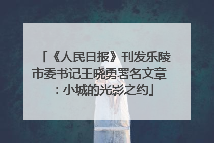 《人民日报》刊发乐陵市委书记王晓勇署名文章：小城的光影之约