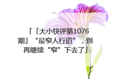 「大小快评第1076期」“最窄人行道”，别再继续“窄”下去了