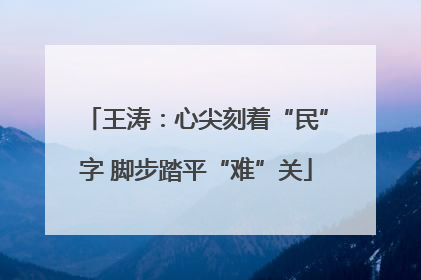 王涛：心尖刻着“民”字 脚步踏平“难”关