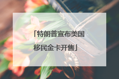 特朗普宣布美国移民金卡开售