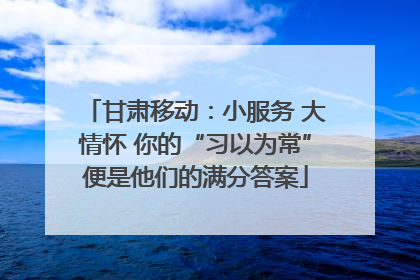 甘肃移动：小服务 大情怀 你的“习以为常”便是他们的满分答案