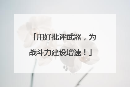 用好批评武器，为战斗力建设增速！