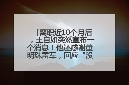 离职近10个月后，王自如突然宣布一个消息！他还感谢董明珠雷军，回应“没看过格力工资条”：真的不那么重要！