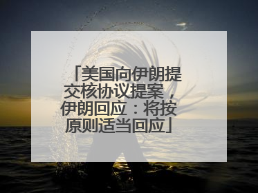 美国向伊朗提交核协议提案，伊朗回应：将按原则适当回应
