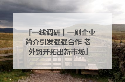 一线调研丨一则企业简介引发强强合作 老外贸开拓出新市场