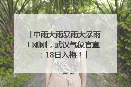 中雨大雨暴雨大暴雨！刚刚，武汉气象官宣：18日入梅！