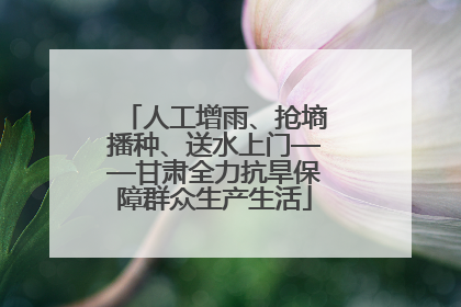 人工增雨、抢墒播种、送水上门——甘肃全力抗旱保障群众生产生活