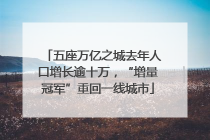 五座万亿之城去年人口增长逾十万，“增量冠军”重回一线城市