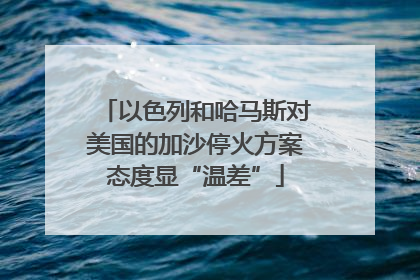 以色列和哈马斯对美国的加沙停火方案态度显“温差”
