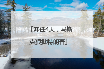 卸任4天，马斯克狠批特朗普