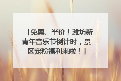 免票、半价！潍坊新青年音乐节倒计时，景区宠粉福利来啦！