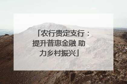 农行贵定支行：提升普惠金融 助力乡村振兴