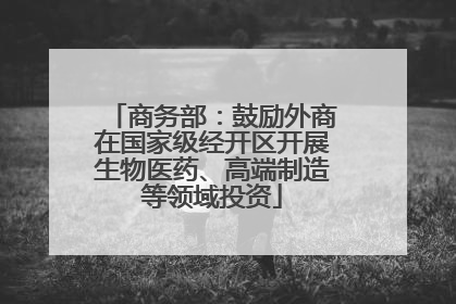 商务部：鼓励外商在国家级经开区开展生物医药、高端制造等领域投资