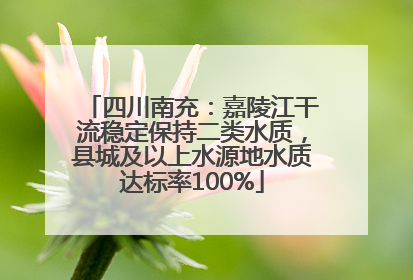 四川南充：嘉陵江干流稳定保持二类水质，县城及以上水源地水质达标率100%