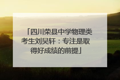 四川荣县中学物理类考生刘昊轩：专注是取得好成绩的前提