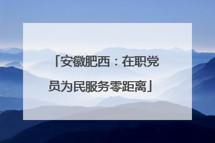 安徽肥西：在职党员为民服务零距离
