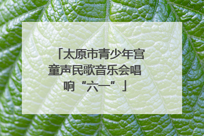 太原市青少年宫童声民歌音乐会唱响“六一”