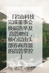 岩山科技完成董事会换届选举及高管聘任，核心层由头部券商背景的高管掌控