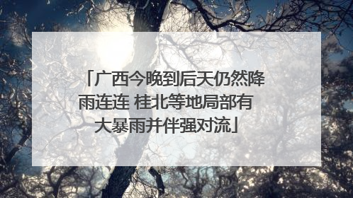 广西今晚到后天仍然降雨连连 桂北等地局部有大暴雨并伴强对流