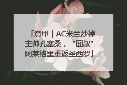 意甲｜AC米兰炒掉主帅孔塞桑，“囧叔”阿莱格里重返圣西罗