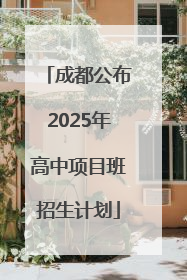 成都公布2025年高中项目班招生计划