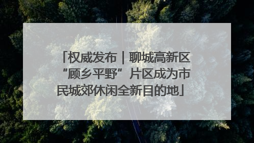 权威发布｜聊城高新区“顾乡平野”片区成为市民城郊休闲全新目的地