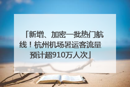 新增、加密一批热门航线！杭州机场暑运客流量预计超910万人次