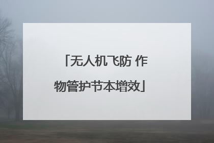 无人机飞防 作物管护节本增效