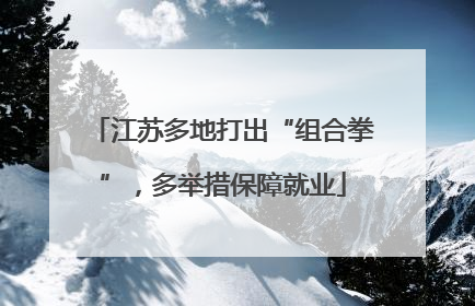 江苏多地打出“组合拳”，多举措保障就业