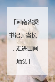 河南省委书记、省长，走进田间地头