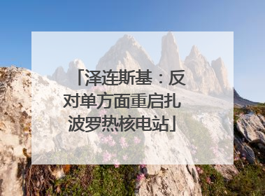 泽连斯基：反对单方面重启扎波罗热核电站
