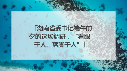 湖南省委书记端午前夕的这场调研，“着眼于人、落脚于人”