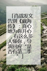 肖战发文告别《藏海传》：真心地为你开心，有这么多人懂你，导演回应“是否有第二季”