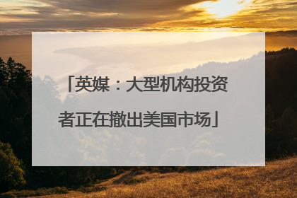 英媒：大型机构投资者正在撤出美国市场