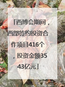 西博会期间，西部签约投资合作项目416个，投资金额3543亿元