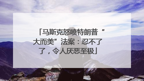 马斯克怒喷特朗普“大而美”法案：忍不了了，令人厌恶至极