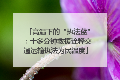 高温下的“执法蓝”：十多分钟救援诠释交通运输执法为民温度