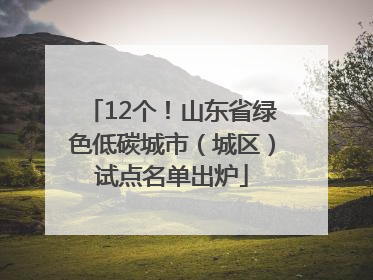 12个！山东省绿色低碳城市（城区）试点名单出炉