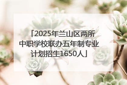 2025年兰山区两所中职学校联办五年制专业计划招生1650人
