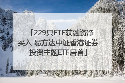229只ETF获融资净买入 易方达中证香港证券投资主题ETF居首